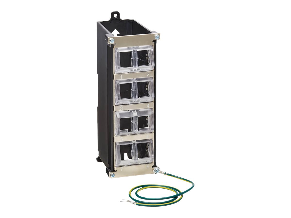 Eaton Tripp Lite Series 8-Port Metal DIN-Rail Mounting Keystone Patch Panel with Grounding, Black/Silver, TAA - patch