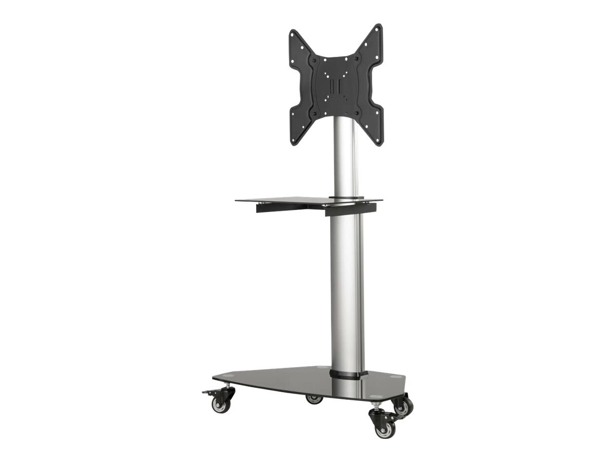 Eaton Tripp Lite Series Premier Rolling TV Cart for 32" to 55" Displays, Black Glass Base and Shelf, Locking Casters