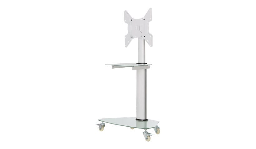 Tripp Lite Premier Rolling TV Cart for 32" to 55" Displays, Frosted Glass Base and Shelf, Locking Casters, White cart -