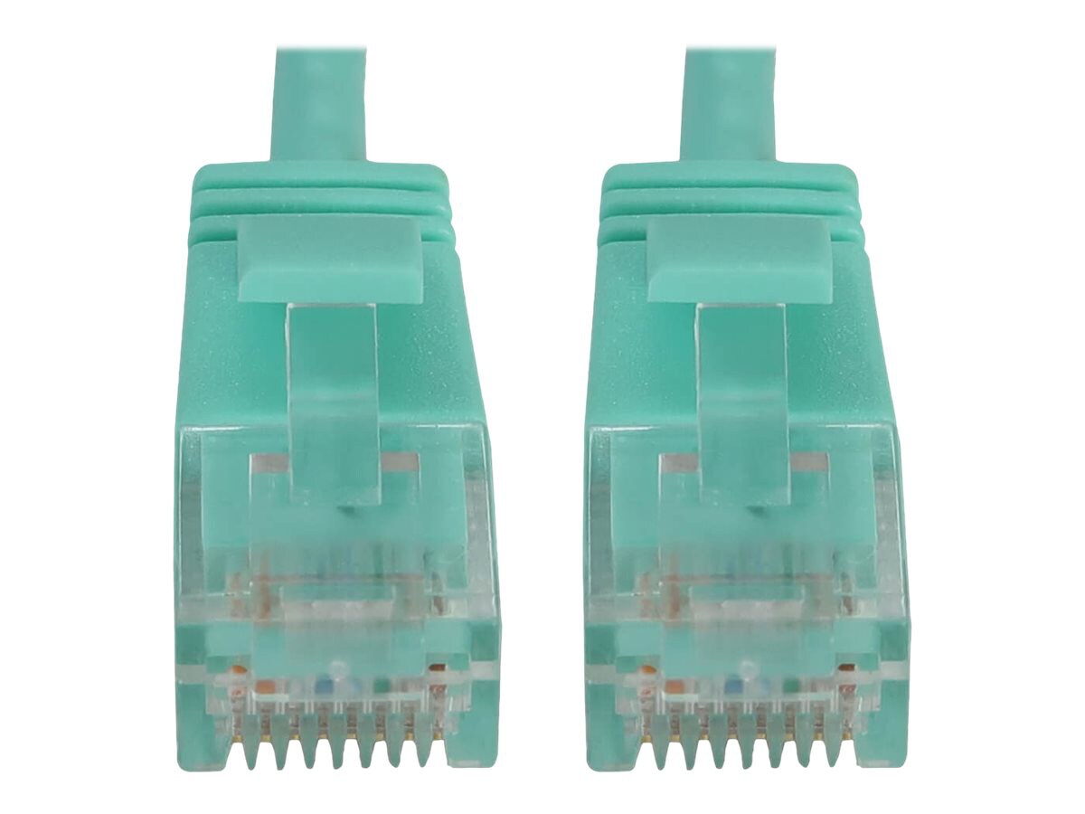 Eaton Tripp Lite Series Cat6a 10G Snagless Molded Slim UTP Ethernet Cable (RJ45 M/M), PoE, Aqua, 10 ft. (3.1 m) -