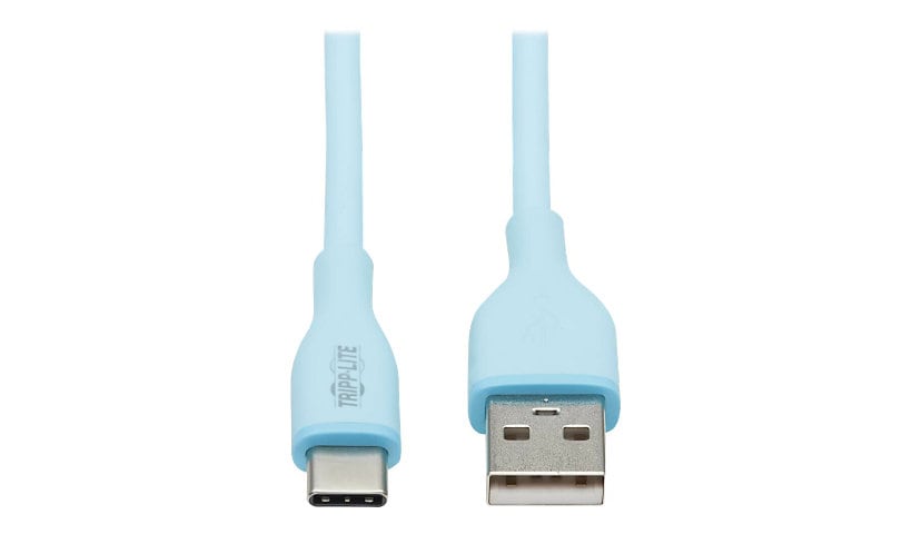 Tripp Lite Safe-IT USB-A to USB-C Antibacterial Cable, USB 2.0, Ultra Flexible (M/M), Light Blue, 6 ft. (1,8 m) - USB-C