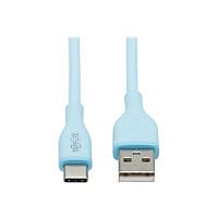 Tripp Lite Safe-IT USB-A to USB-C Antibacterial Cable, USB 2.0, Ultra Flexible (M/M), Light Blue, 6 ft. (1.8 m) - USB-C