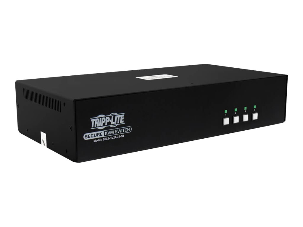 Tripp Lite Secure KVM Switch, 4-Port, Dual Head, DVI to DVI, NIAP PP4.0, Audio, CAC, TAA - KVM / audio switch - 4 ports