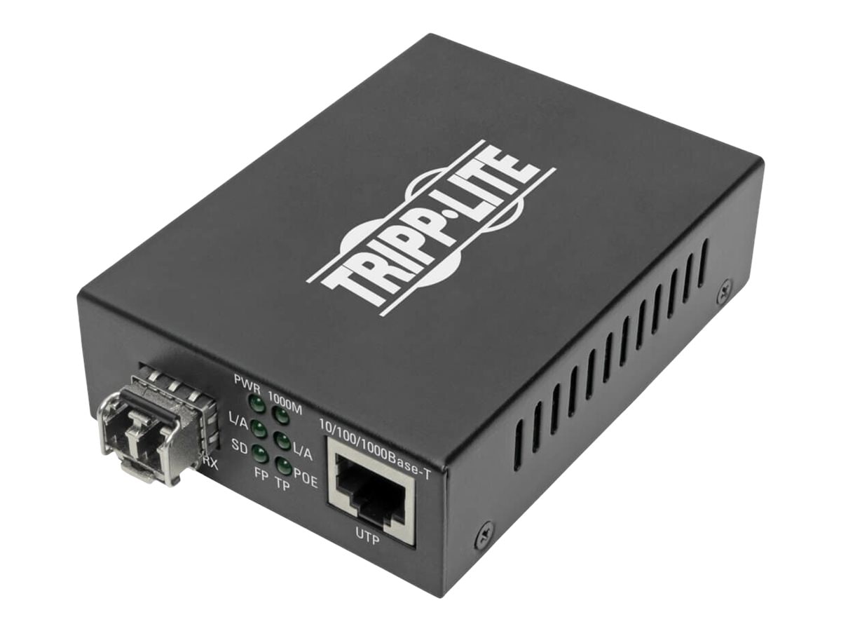 Tripp Lite Gigabit Multimode Fiber to Ethernet Media Converter, PoE+ - Inte