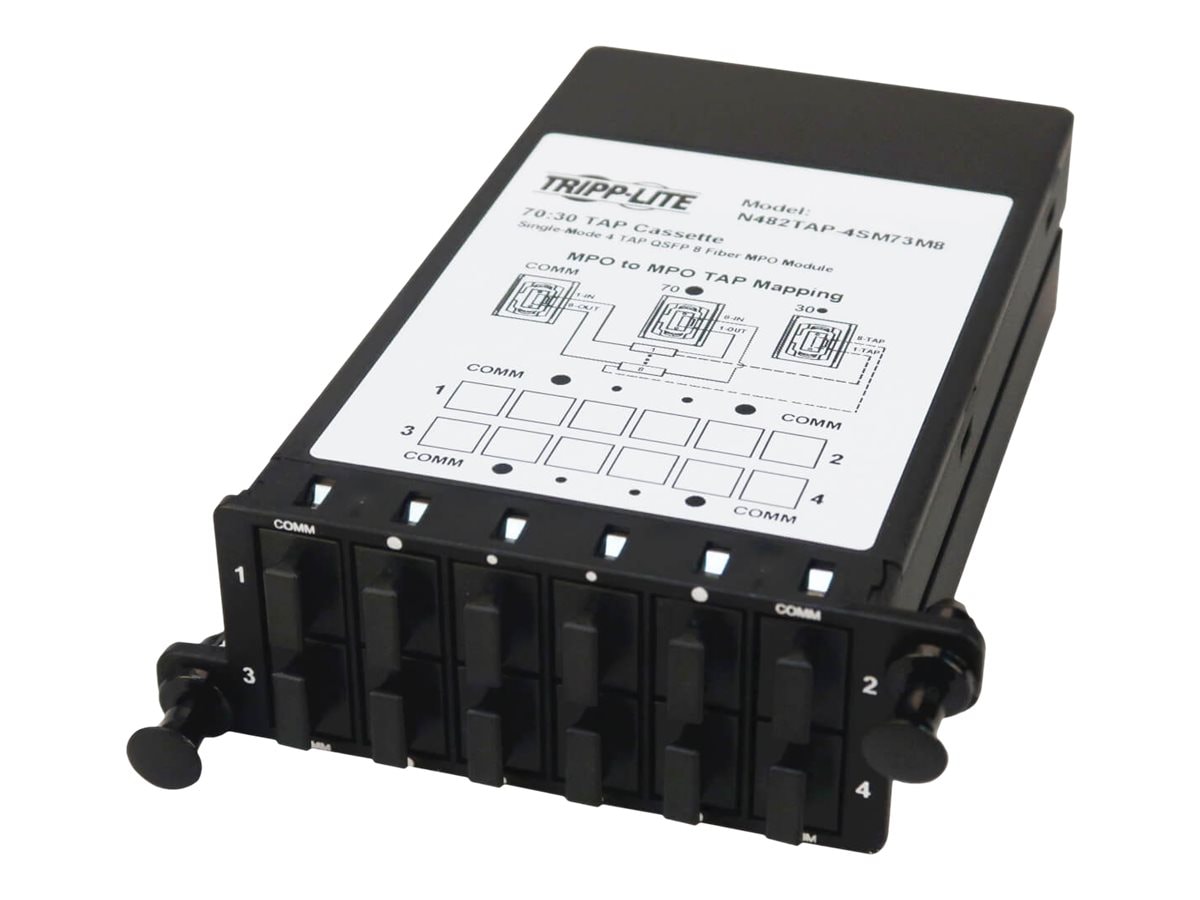 Tripp Lite Fiber TAP Cassette - Singlemode, 8-Fiber MPO to MPO, 4 Monitoring Ports, 70/30 Split - tap splitter - 40GbE,