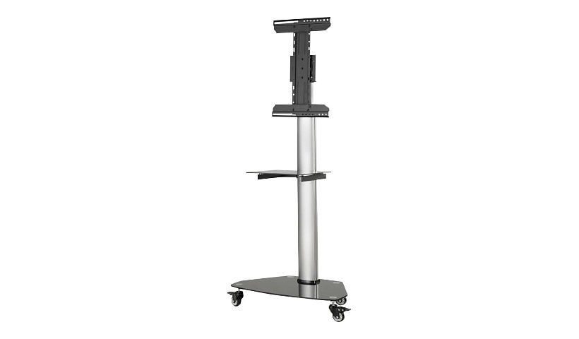 Eaton Tripp Lite Series Premier Rolling TV Cart for 37" to 70" Displays, Black Glass Base and Shelf, Locking Casters