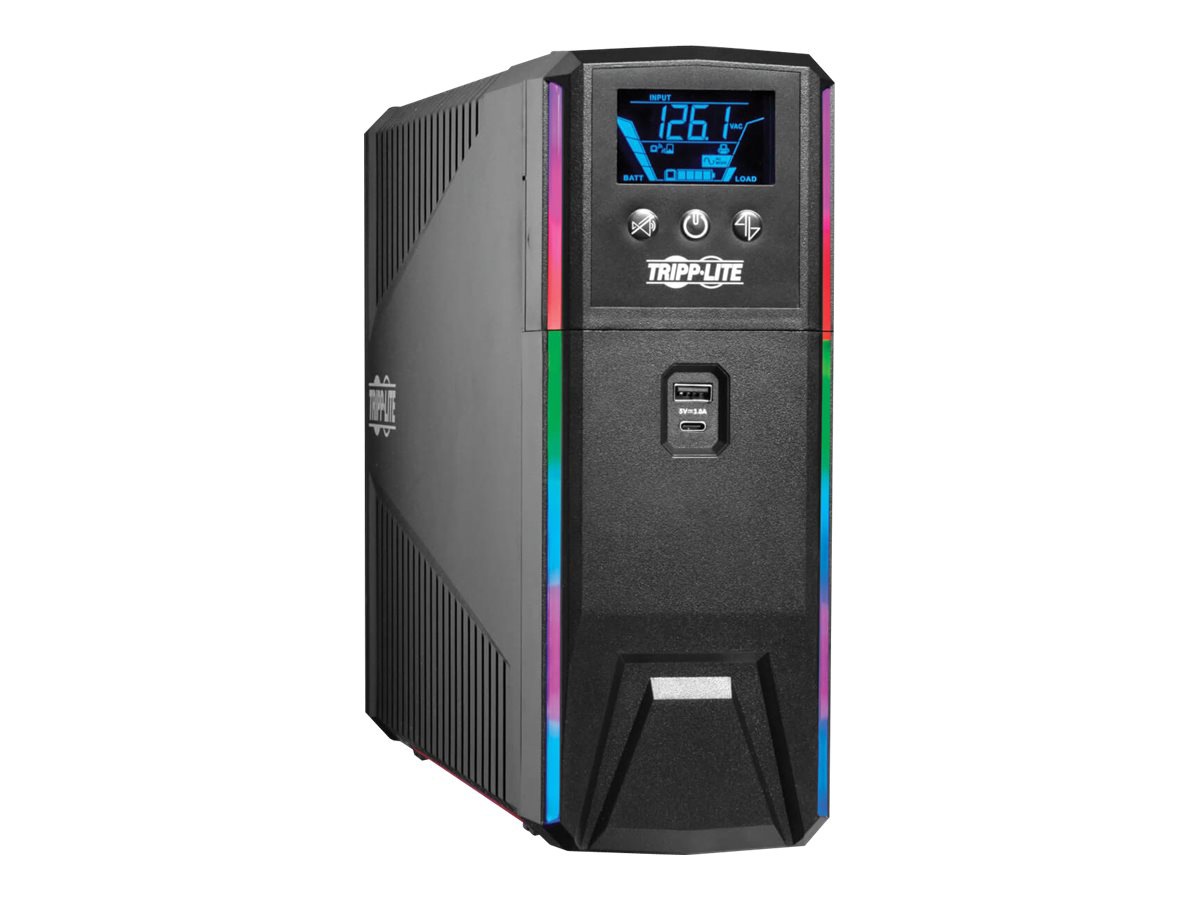Eaton Tripp Lite Series 1200VA 720W 120V Pure Sine Wave Gaming UPS Battery Backup - LCD, AVR, RGB LEDs, USB Charging,