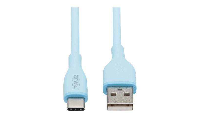 Tripp Lite Safe-IT USB-A to USB-C Antibacterial Cable, USB 2.0, Ultra Flexible (M/M), Light Blue, 3 ft. (0,91 m) - USB-C