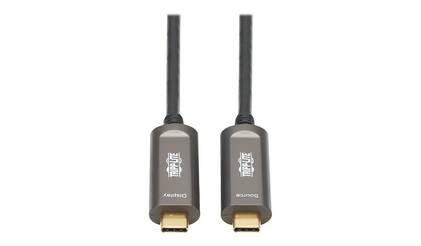 Tripp Lite USB-C to USB-C Plenum-Rated Fiber Active Optical Cable (AOC) - 4K 60 Hz, HDR, 4:4:4, M/M, Black, 10 m - USB-C