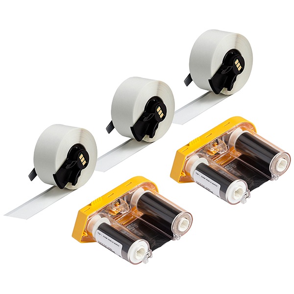 Brady - black - self-laminating labels - glossy - 3 roll(s) -