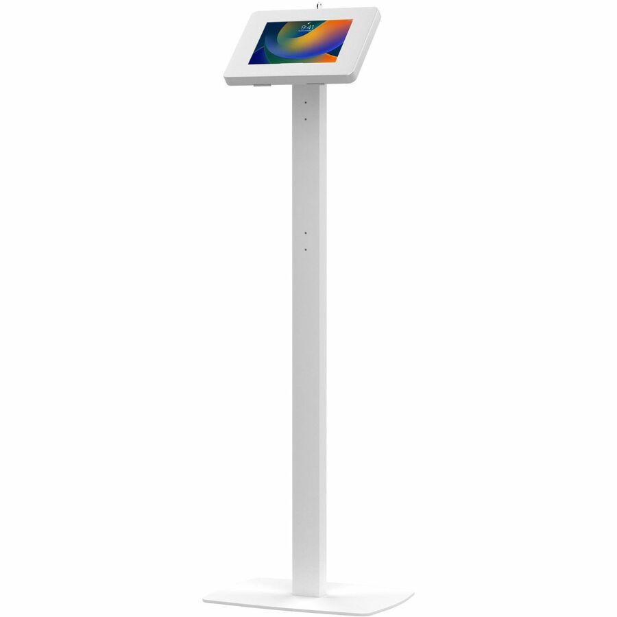 CTA Digital Premium Thin Profile Floor stand w/ Small Universal Security Enclosure (White)