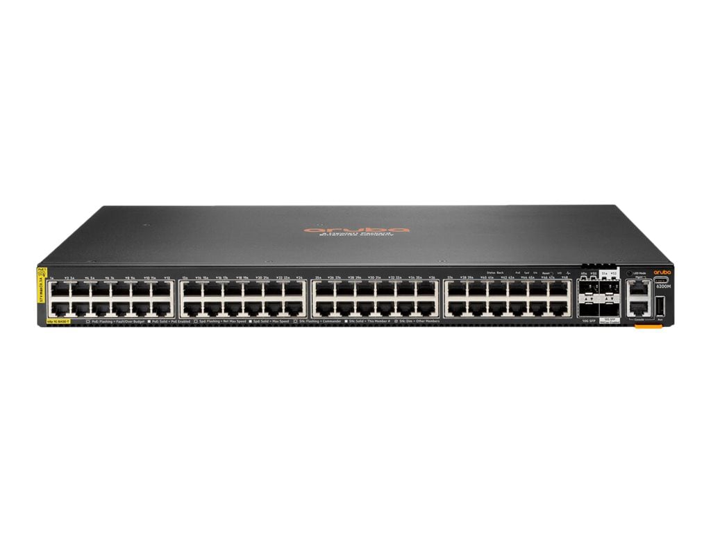 HPE Aruba 6200M 48G Class4 PoE 4SFP+ TAA Switch - switch - Max. Stacking Distance 10 kms - 48 ports - managed -