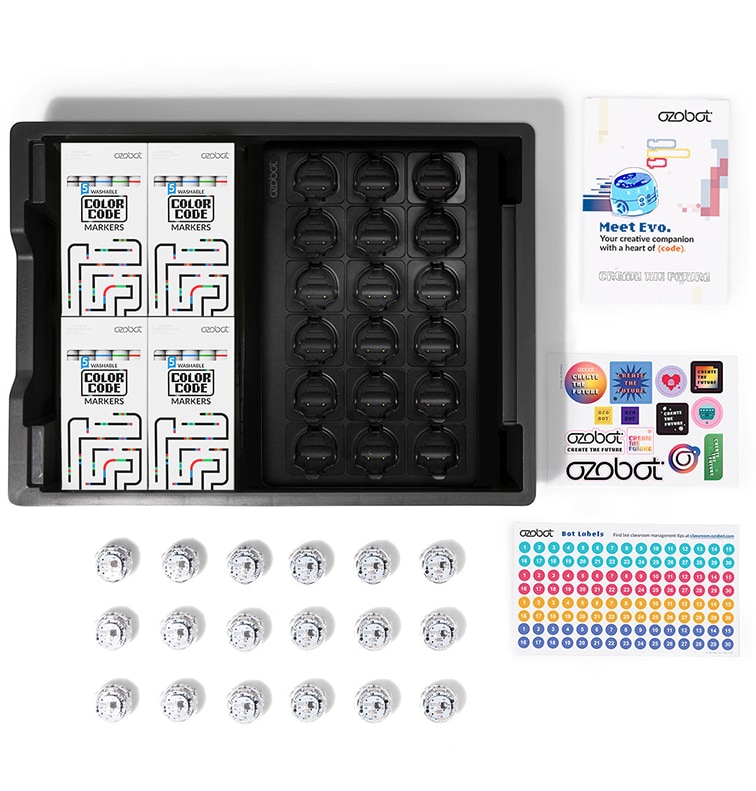 Ozobot Evo Classroom Kit, 18-pack, white