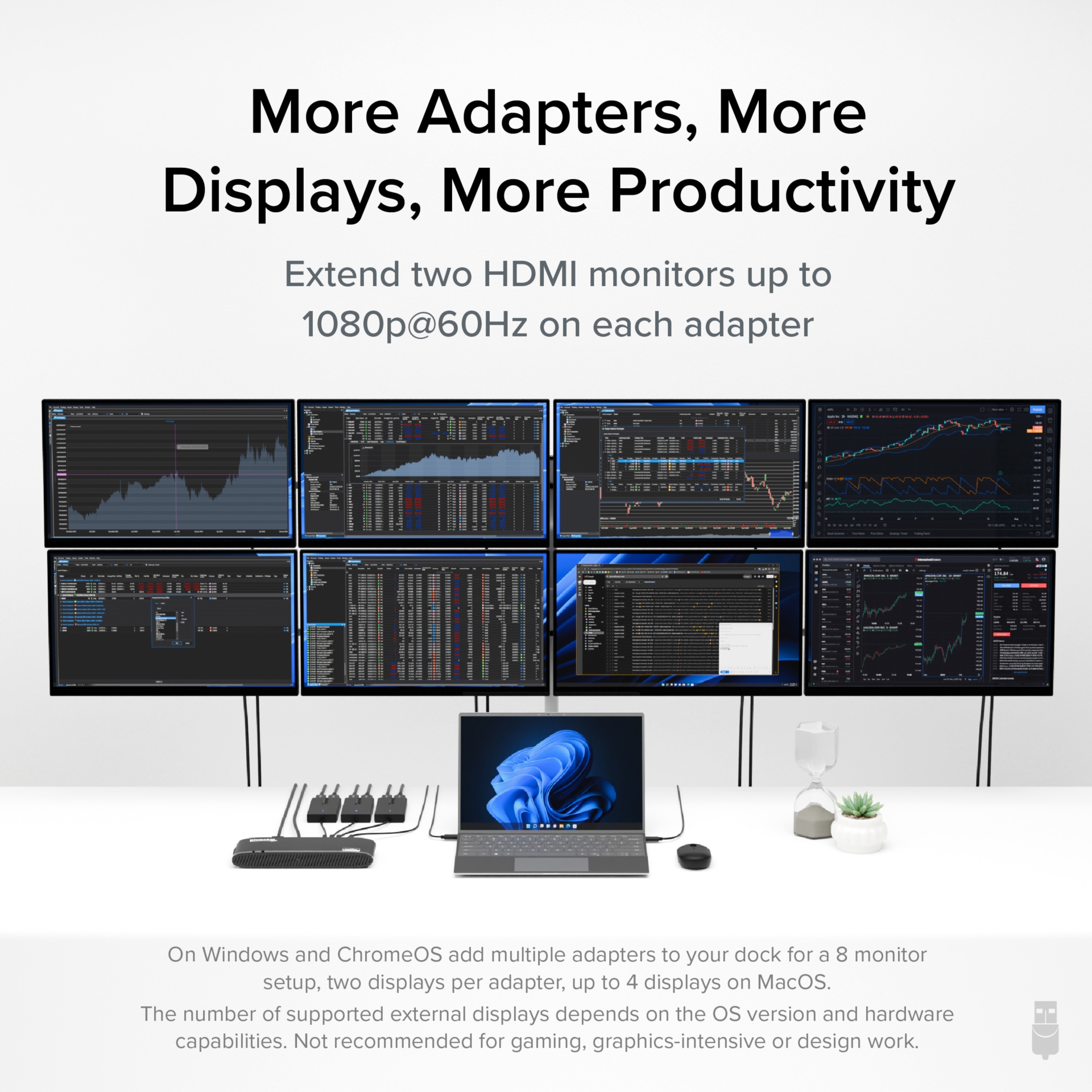 Thumbnail 3 of 8 for Plugable Dual Monitor Adapter for M1/M2/M3/M4 macOS Systems, Windows, ChromeOS - Broad Compatibility