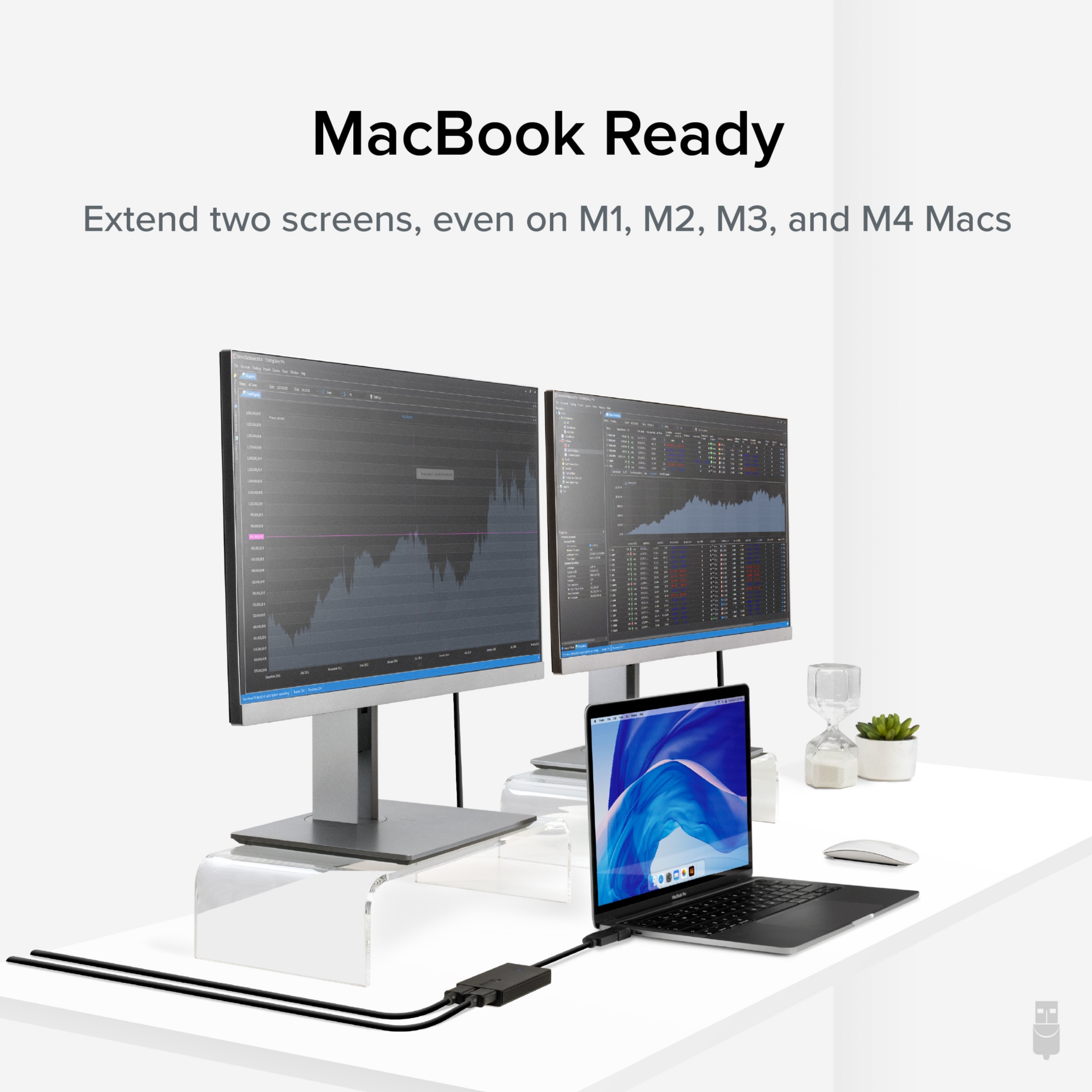 Thumbnail 5 of 8 for Plugable Dual Monitor Adapter for M1/M2/M3/M4 macOS Systems, Windows, ChromeOS - Broad Compatibility
