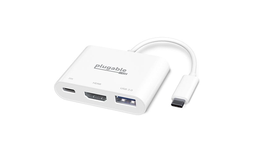 Plugable Travel USB Adapter-USB-C to 1-Port HDMI,1-Port USB-C,Driverless