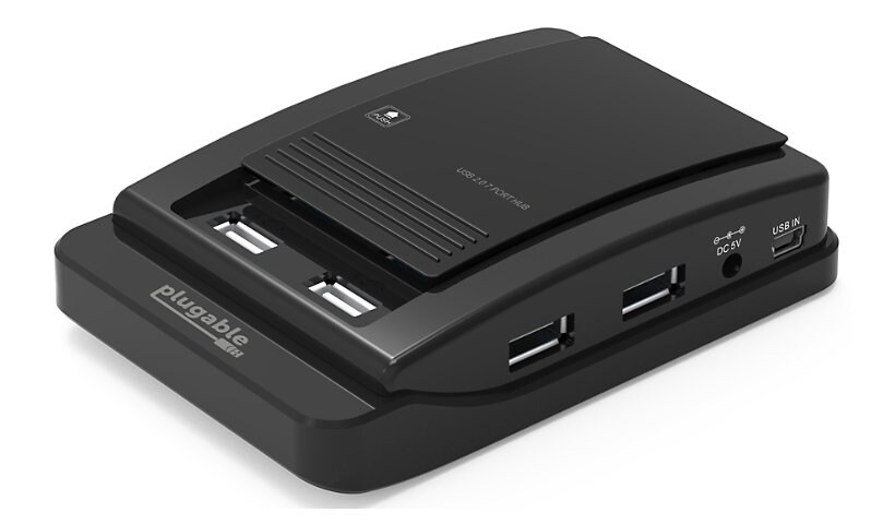 Plugable USB 2.0 7-Port High Speed Hub with 15W Power AdapterDriverless