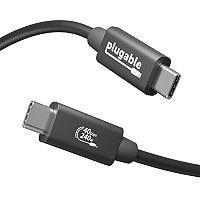 Plugable USB4 Cable 240W,3.3 ft (1M),40 Gbps, Driverless