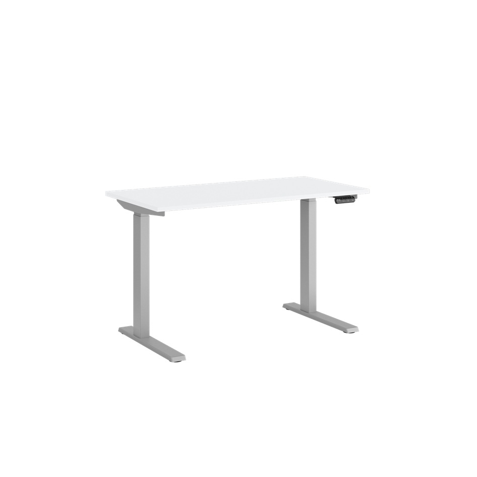 eFloat Go 2.0 Electric Height Adjustable Table, Silver, Expandable Frame (48"-72") and 24" x 48" White Laminated Top