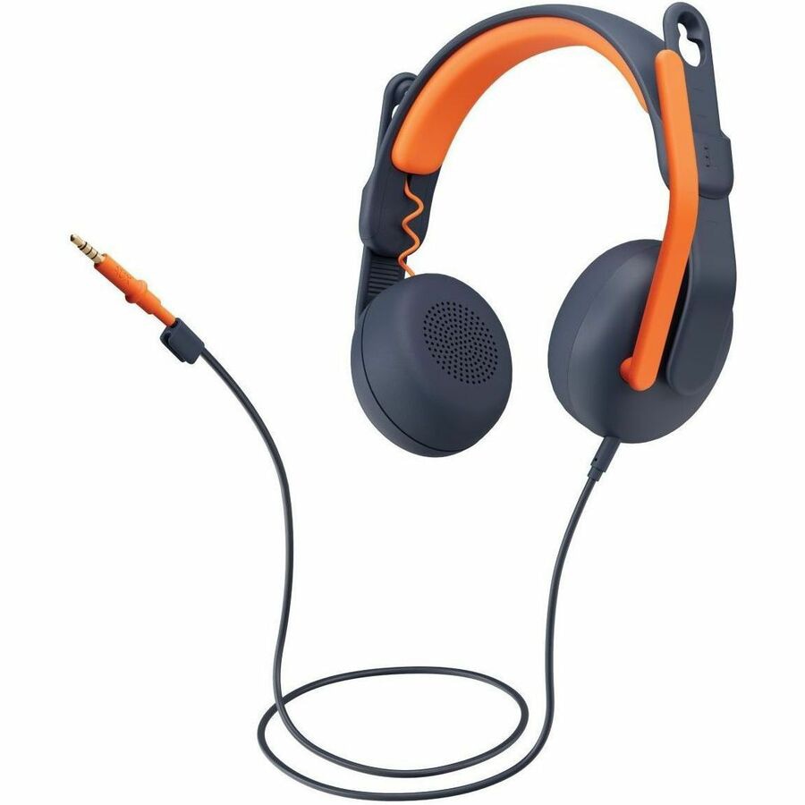 Logitech Zone Learn - Stereo Wired Headset for Learners - 3.5mm On-Ear Headset - Orange, Black