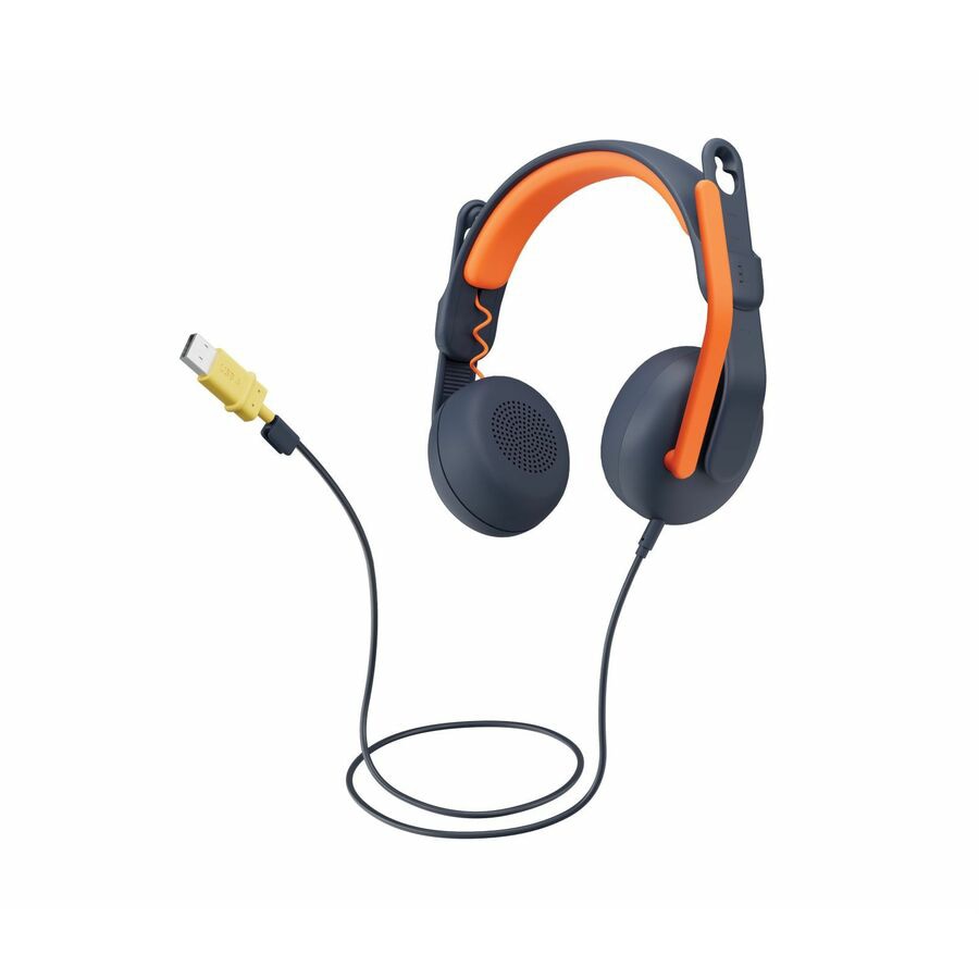 Thumbnail 2 of 10 for Logitech Zone Learn - Binaural Wired Headset for Learners - USB-A On-Ear Headset - Orange, Black