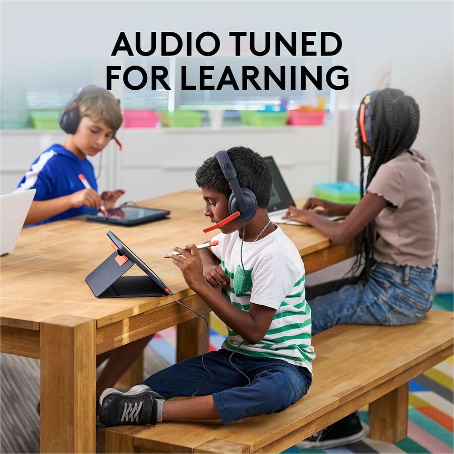 Thumbnail 5 of 10 for Logitech Zone Learn - Binaural Wired Headset for Learners - USB-A On-Ear Headset - Orange, Black