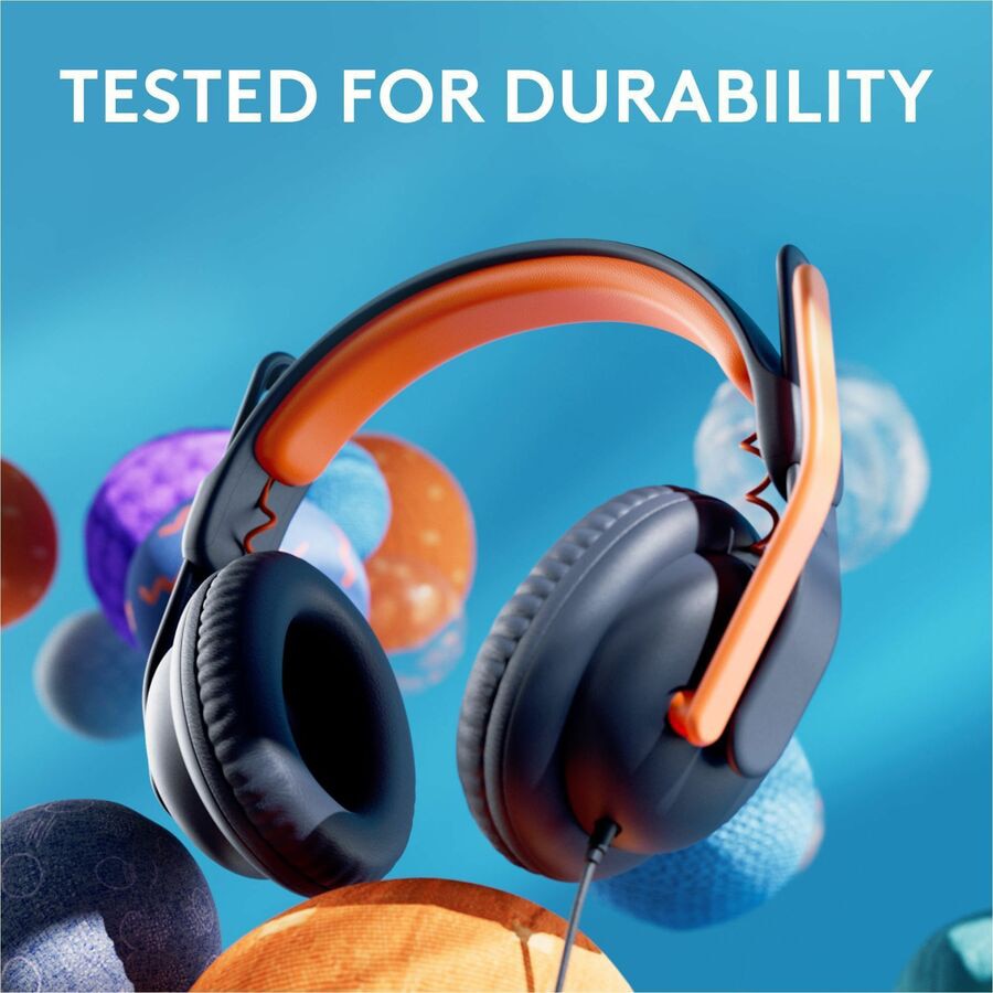 Thumbnail 6 of 10 for Logitech Zone Learn - Binaural Wired Headset for Learners - USB-A On-Ear Headset - Orange, Black