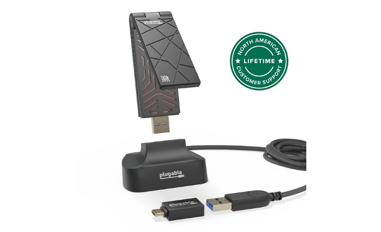 65インチWi-FiUSB Plugable USB WiFi Adapter - WIFI 6 USB-C USB 3.0, 2.4 + 5GHz Dual