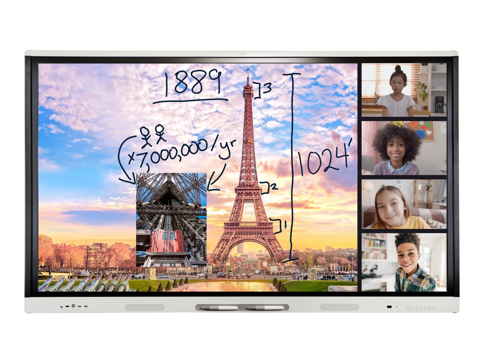 SMART Board MX (V3) series with iQ SBID-MX275-V3N 75" LED-backlit LCD display - 4K - for interactive communication