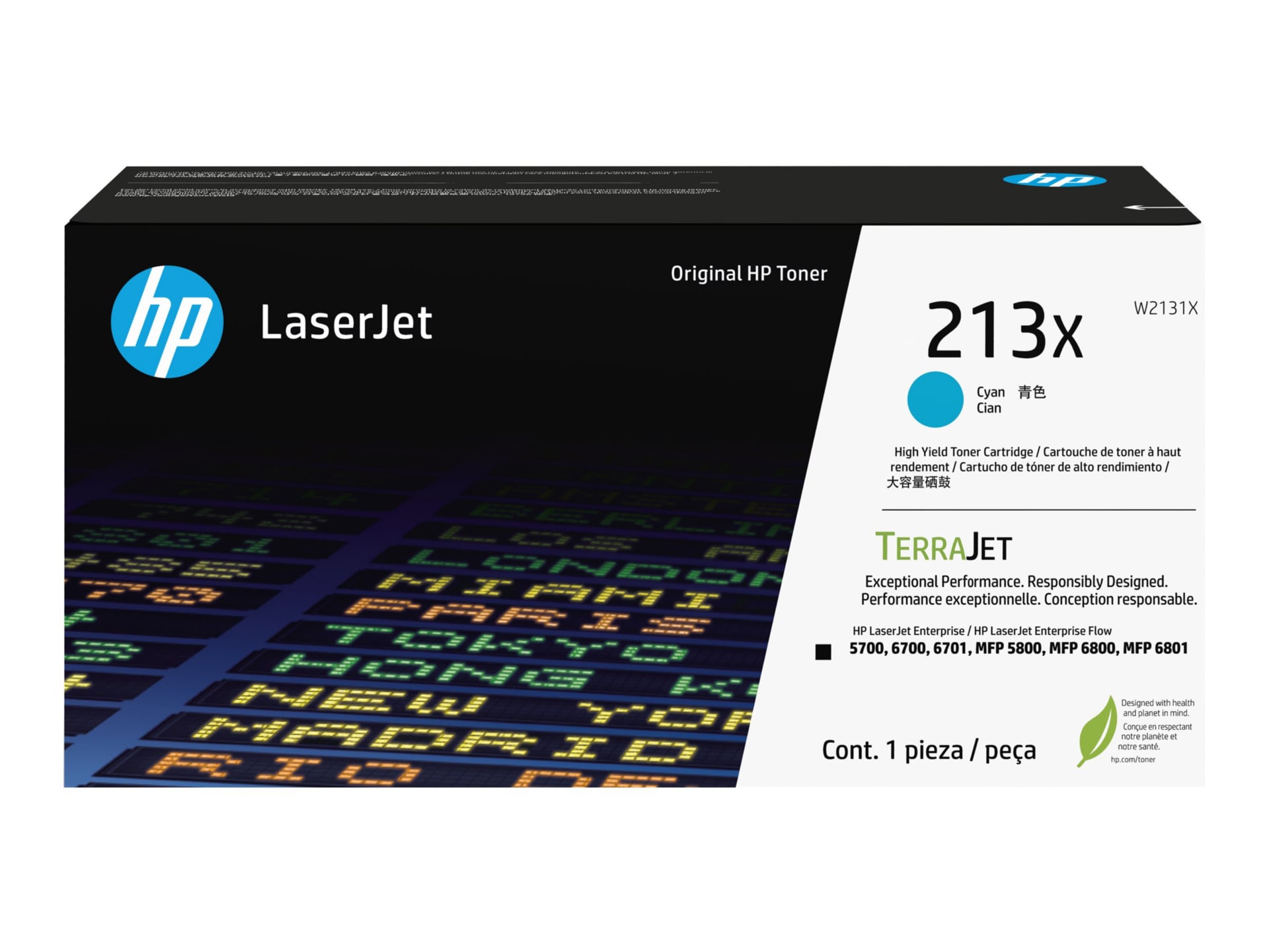 HP 213X Original Laser Toner Cartridge - Cyan - 1 Each