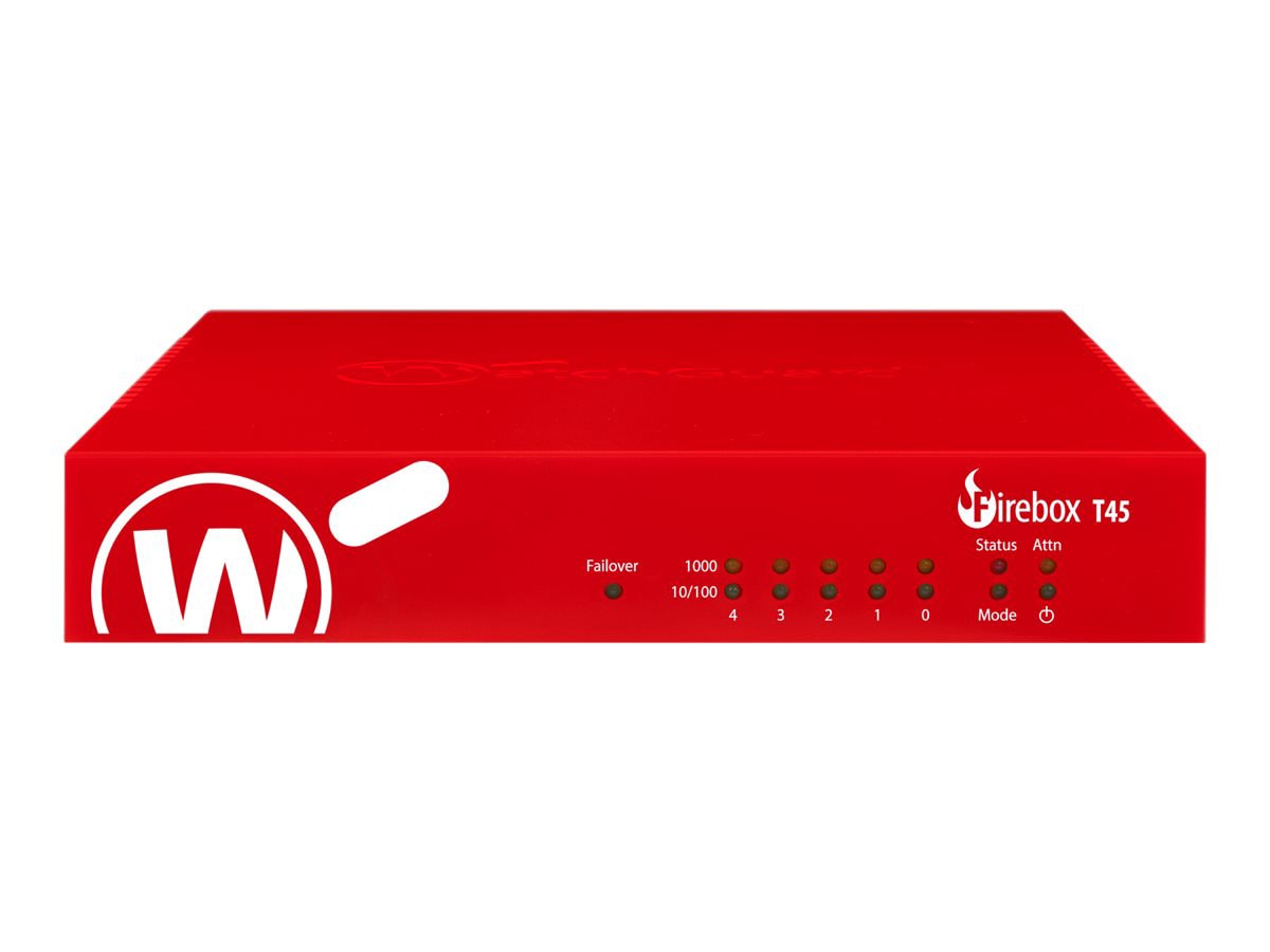 WatchGuard Firebox T45-W-PoE - security appliance - Wi-Fi 6, Wi-Fi 6 - with 3 years Standard Support