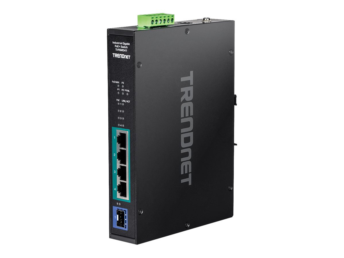 TRENDnet 5-Port Industrial Gigabit PoE+ Switch, Wide Temperature Range -20°