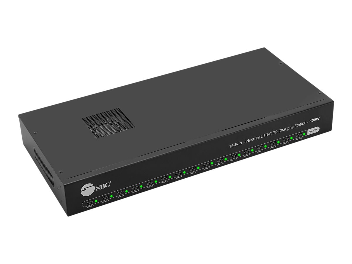 SIIG 16-Port Industrial USB-C PD Charging Station - 600W - Supports 30W per