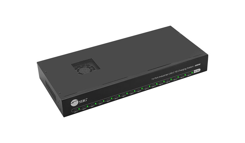 SIIG 16-Port Industrial USB-C PD Charging Station - 600W - Supports 30W per port charging station - USB-C, 600W, UL