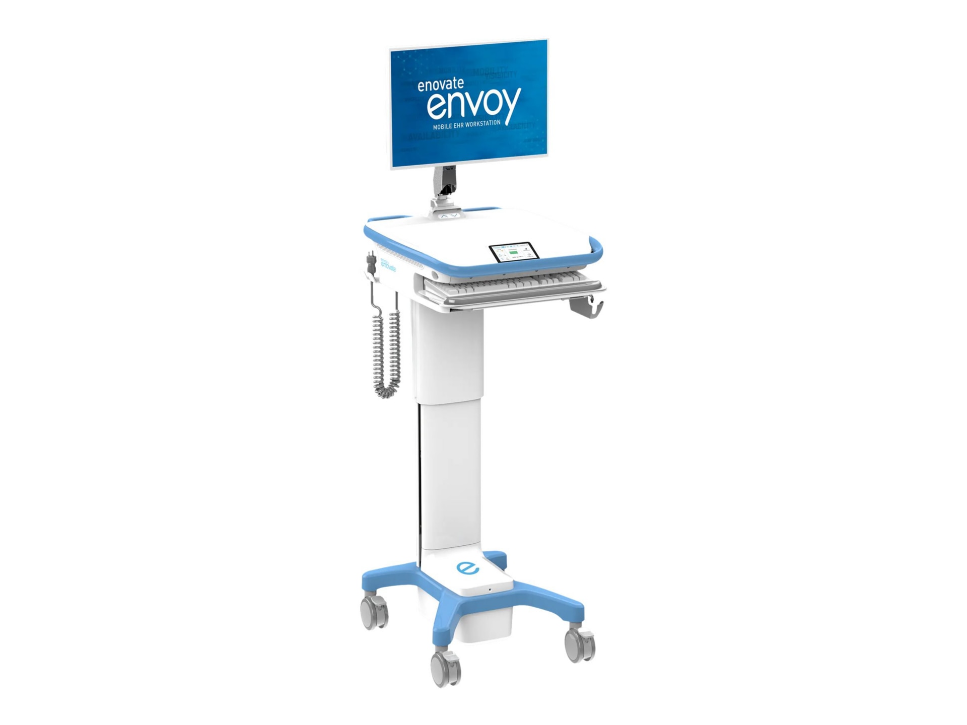 Enovate Medical Envoy cart - FollowMe Ergonomics - corded, with SightLine and Hybrid Power