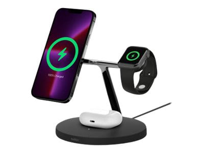 Belkin wireless charging stand - with MagSafe - + AC power adapter - 15 Watt