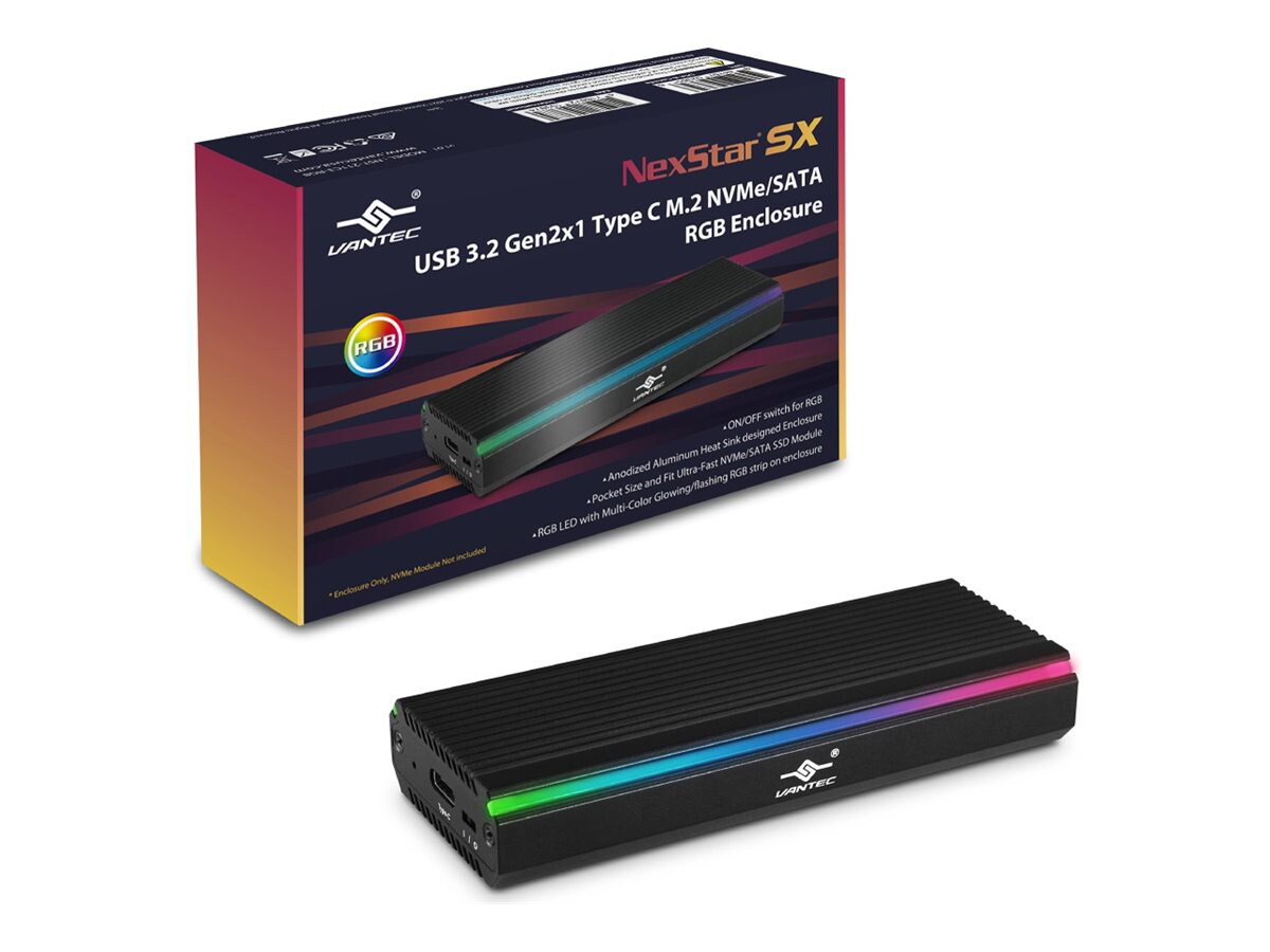 Vantec NexStar SX NST-211C3-RGB - boitier externe - M.2 Card (PCIe NVMe & SATA) - USB 3.2 (Gen 2x1)