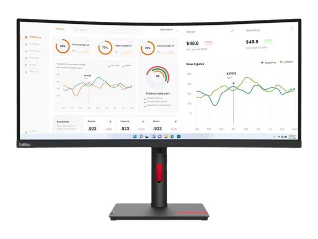 Lenovo ThinkVision T34w-30 - LED monitor - curved - 34"