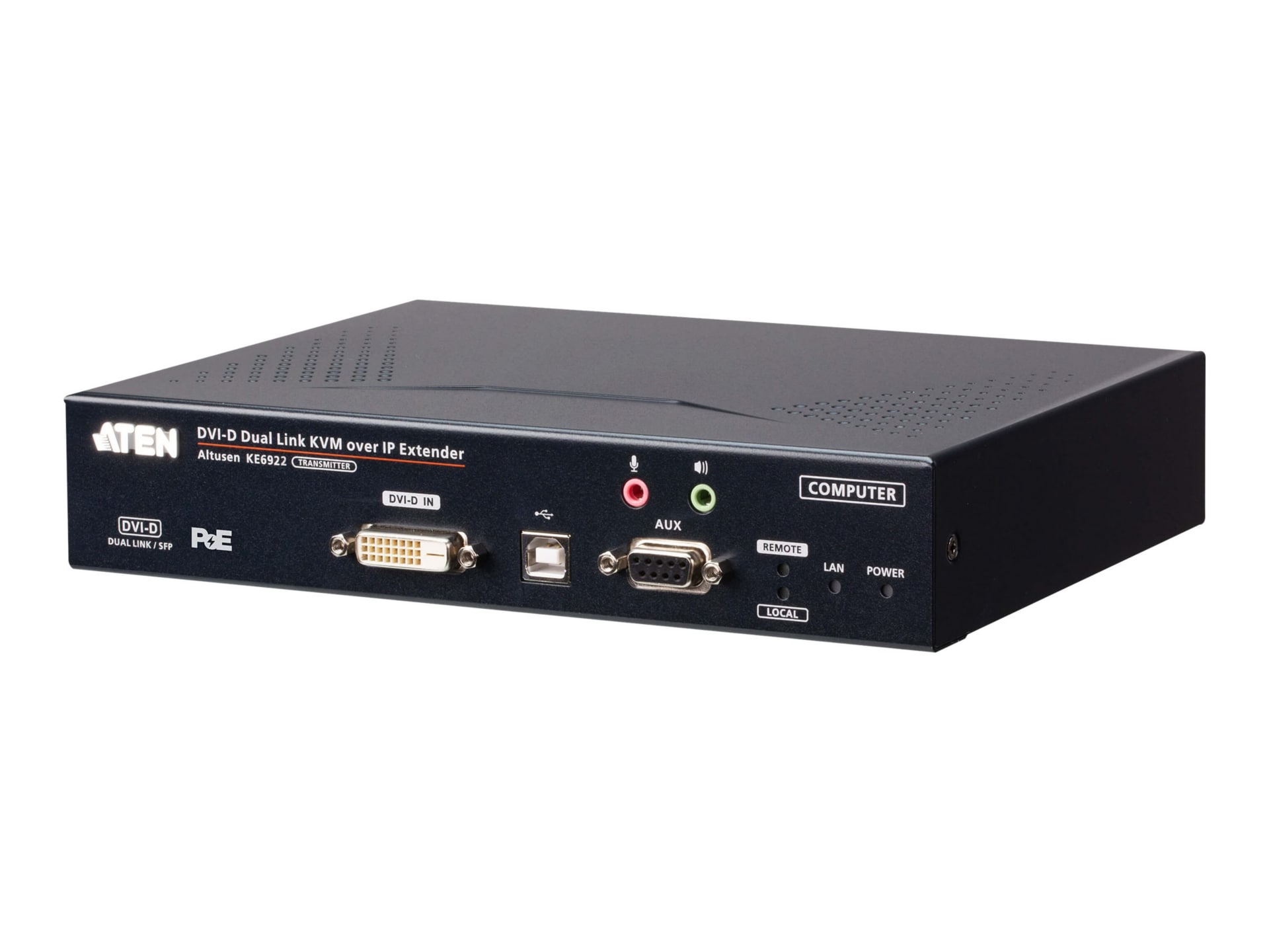 ATEN Altusen KE6922T 2K DVI-D Dual-Link KVM over IP Transmitter with Dual SFP & PoE - KVM / audio / serial / USB