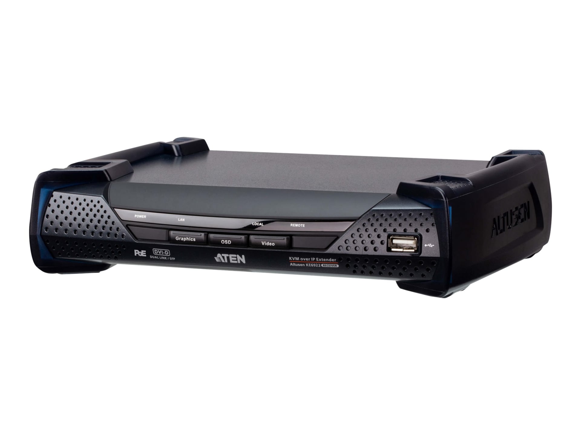 ATEN Altusen KE6922R 2K DVI-D Dual-Link KVM over IP Receiver with Dual SFP & PoE - KVM / audio / serial / USB extender