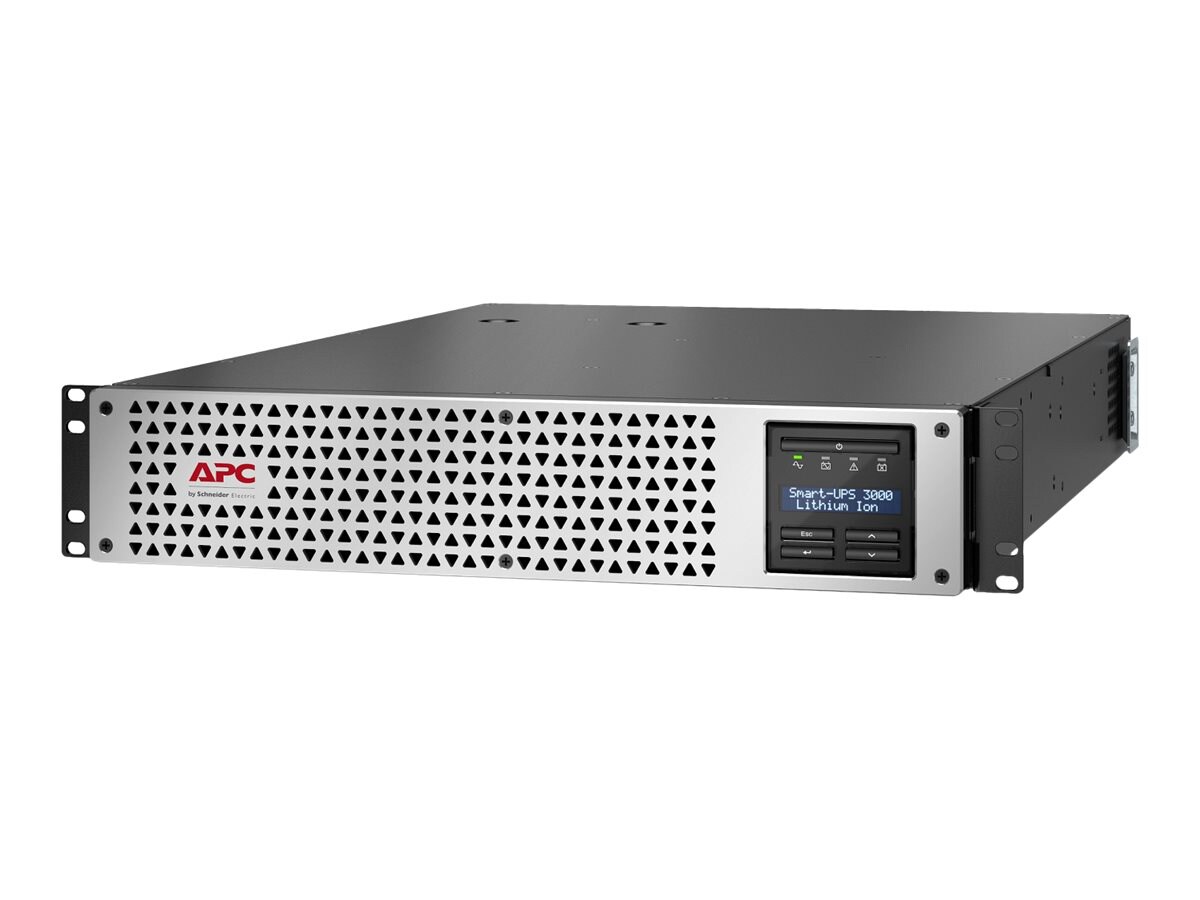 APC Smart-UPS, Line Interactive, 3kVA, Lithium-ion, Rackmount 2U, 120V, 1x NEMA L5-30R+6x NEMA 5-20R outlets