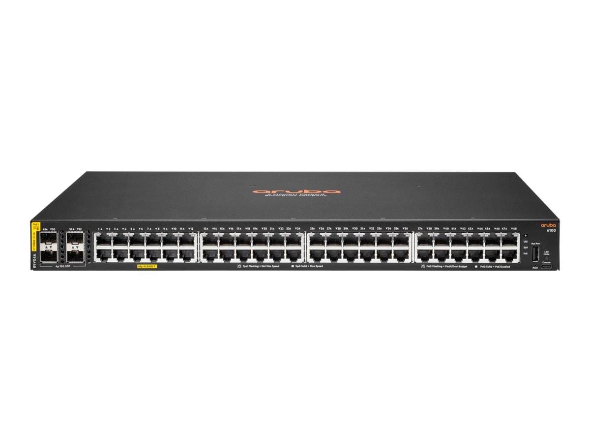 HPE Aruba Networking CX 6100 48G Class4 PoE 4SFP+ 740W Switch - switch - 48 ports - managed - rack-mountable