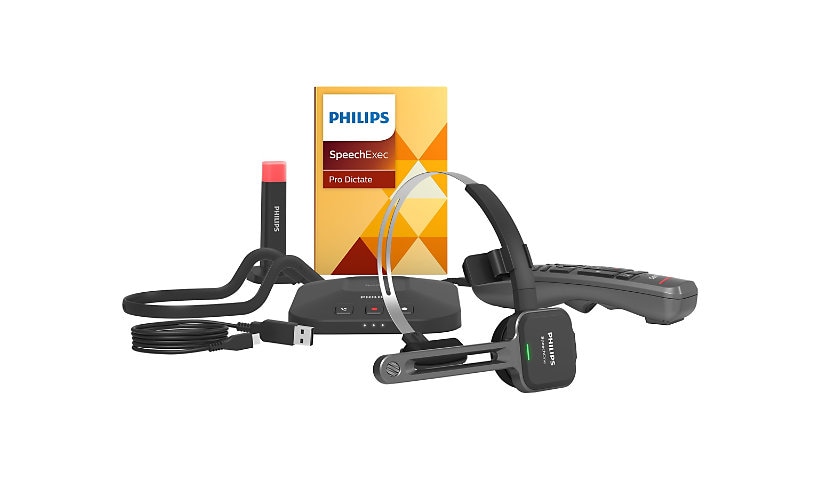 Philips SpeechOne PSM6300 - wireless mono dictation headset - docking station - status light - black