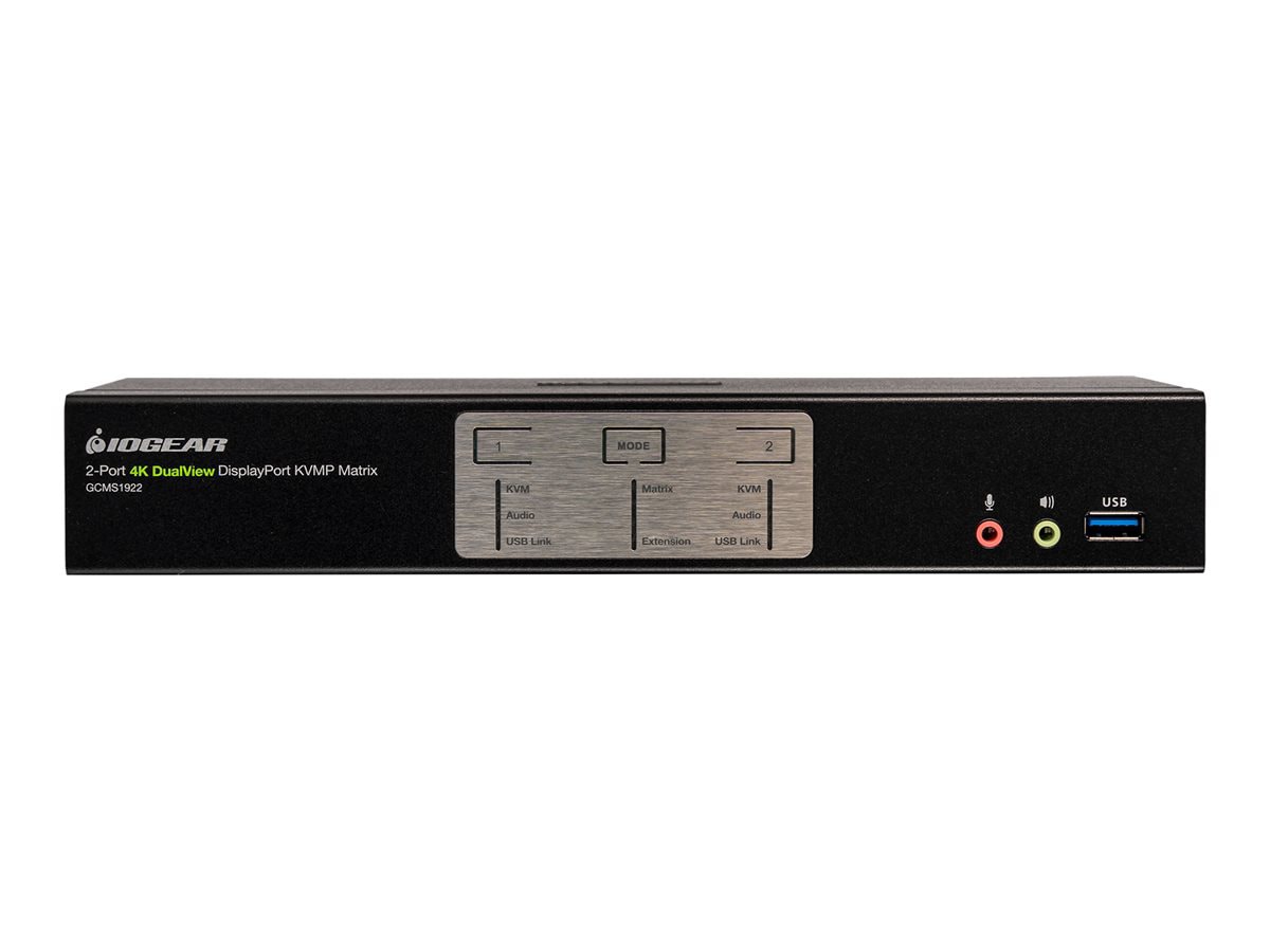 IOGEAR GCMS1922 2-Port 4K Dual View DP KVM with USB/Audio/Mouse Crossover S