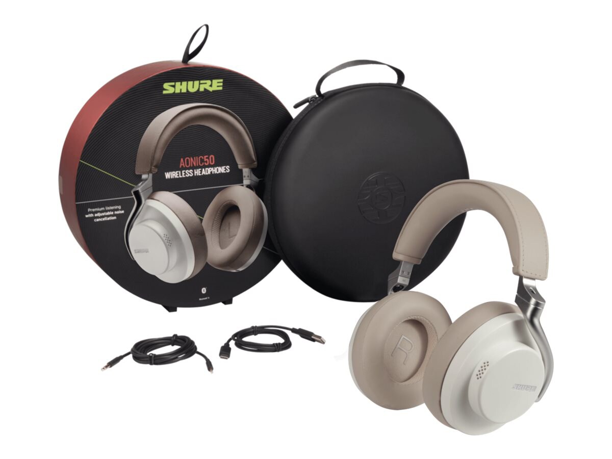 Shure AONIC 50 - wireless noise cancelling headphones with mic - white