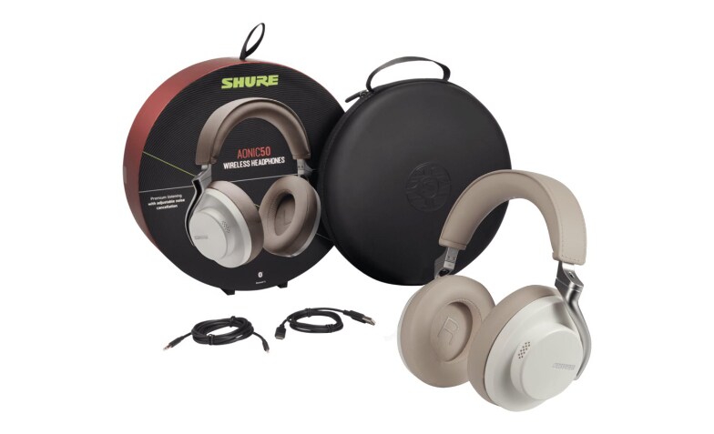 Shure AONIC 50 wireless noise cancelling headphones with mic white