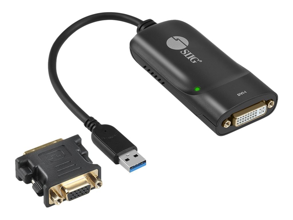 SIIG SIIG USB 3.0 to DVI/VGA Pro adapter, 1080p, USB 3.0 5 Gbps, included DVI to VGA adapter - adapter