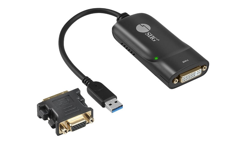 SIIG SIIG USB 3.0 to DVI/VGA Pro adapter, 1080p, USB 3.0 5 Gbps, included DVI to VGA adapter - adapter