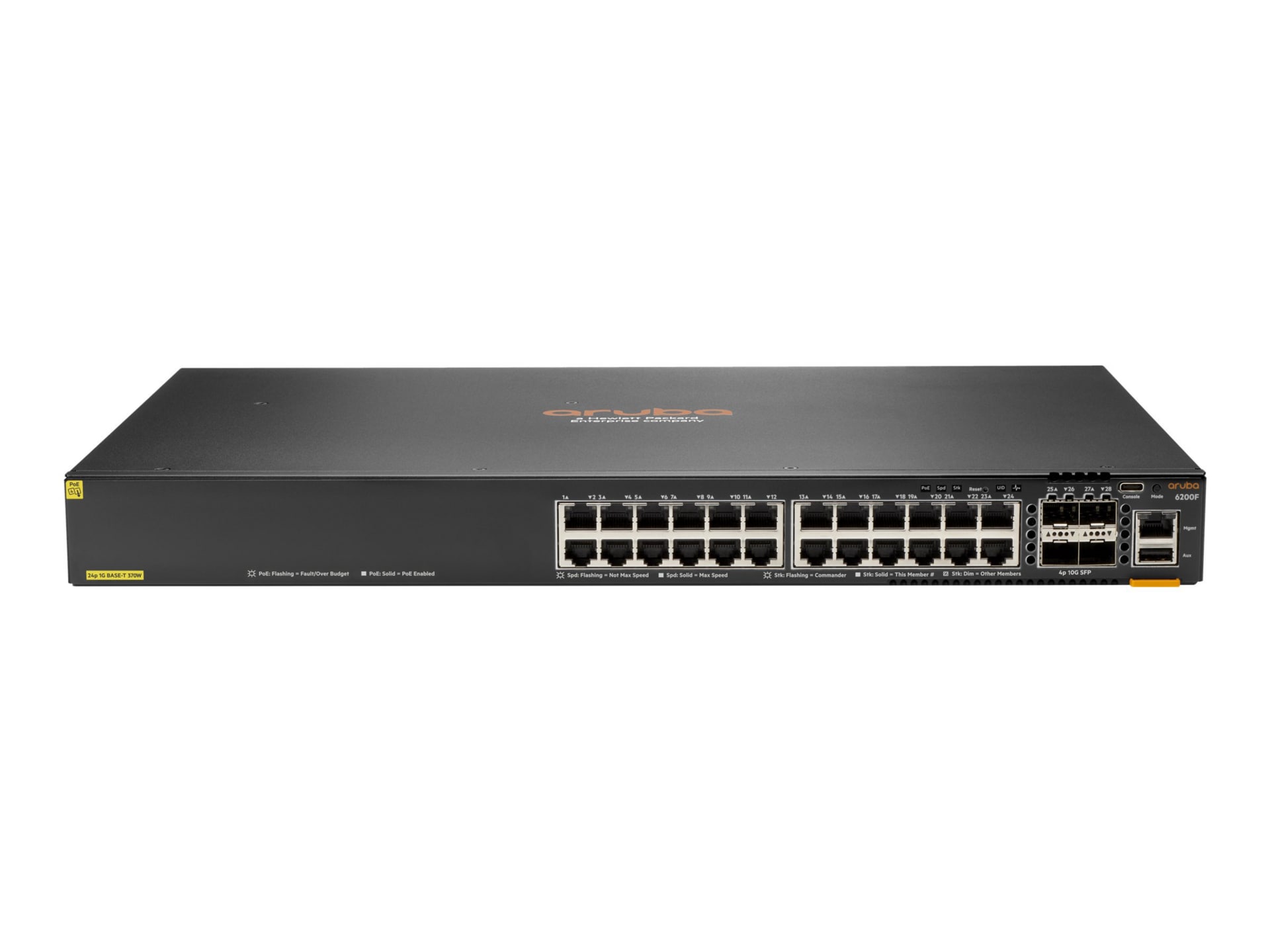 HPE Aruba 6200F 24G Class4 PoE 4SFP+ 370W Switch - switch - Max. Stacking Distance 10 kms - 24 ports - managed -