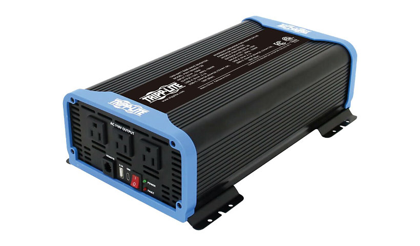 Tripp Lite 1500W Compact Power Inverter Mobile Portable w/ 2 Outlets & 2 USB Charging Ports - DC to AC power inverter -